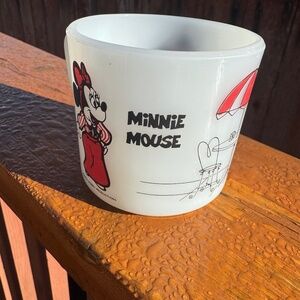 Vintage Fire King by Anchor Hocking milk glass Mickey and Minnie Mouse mug